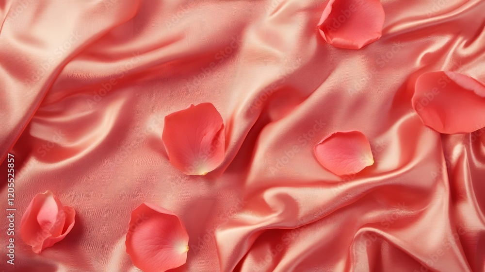 Obraz premium Soft Satin Fabric with Delicate Pink Rose Petals Laid Out Gracefully