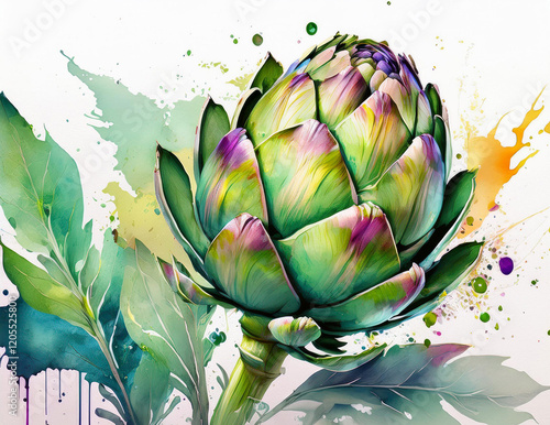Watercolor painting of artichoke