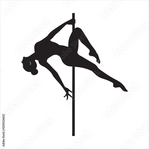 Graceful Pole Dancer Silhouette Illustration
