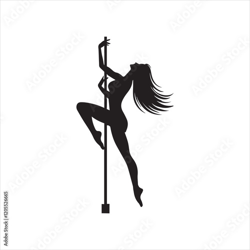 Graceful Pole Dancer Silhouette Illustration

