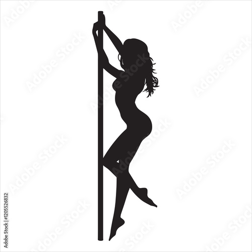 Graceful Pole Dancer Silhouette Illustration
