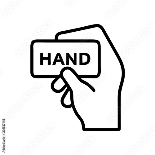 Hand holding a card with the word "HAND" representing physical touch and interaction