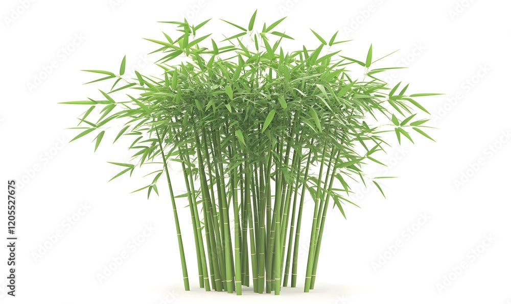 Lush green bamboo cluster, isolated, white background, nature, design element Lush green bamboo cluster, isolated, white background, nature, design element