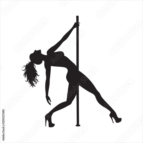 Pole Dancer Silhouette Design for Artwork
