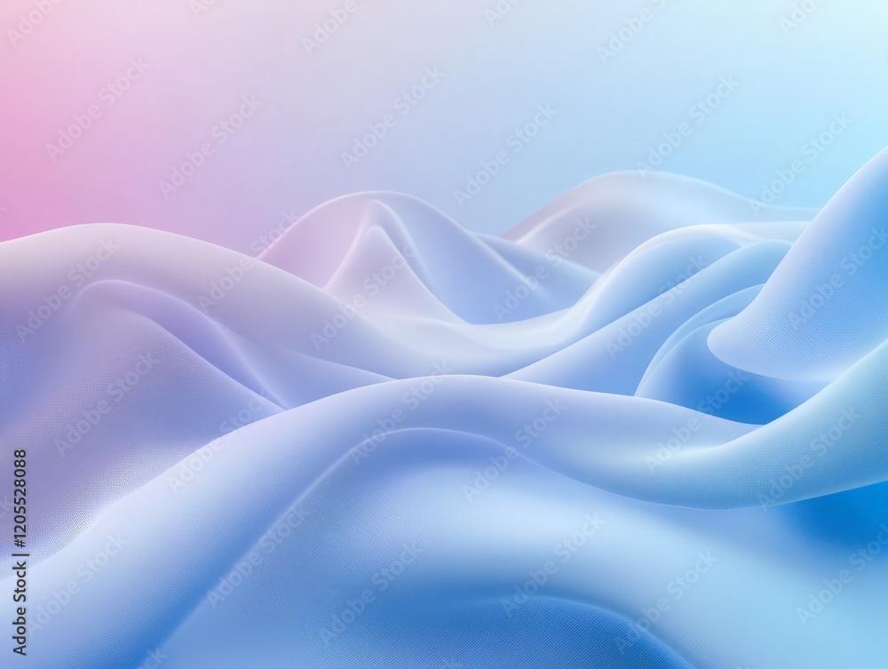 Soft, flowing fabric in gradient hues of pink and blue, creating a serene, abstract background.