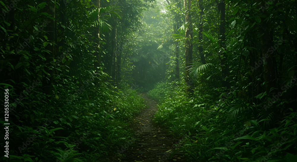 Within the depths of the jungle, shadows intertwine with vibrant green light. Within the depths of the jungle, shadows intertwine with vibrant green light.
