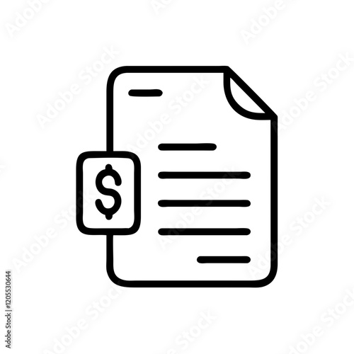 Loan document with dollar sign icon representing borrowing and finance 
