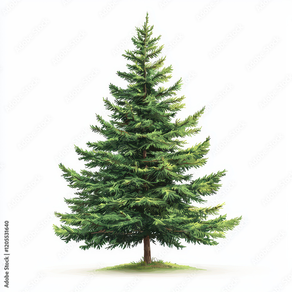 Fototapeta premium detailed illustration of fir tree with lush green foliage