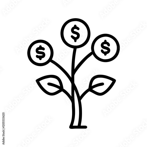 Money tree with dollar signs icon representing financial growth and prosperity