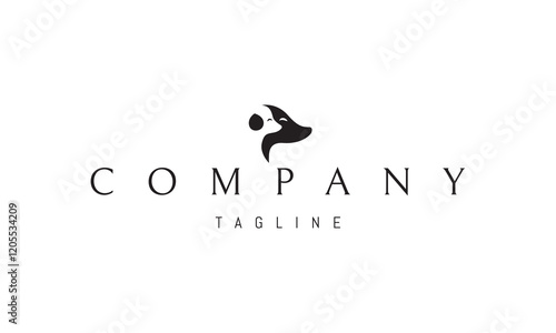 Vector logo with abstract image of two dogs in white space style.