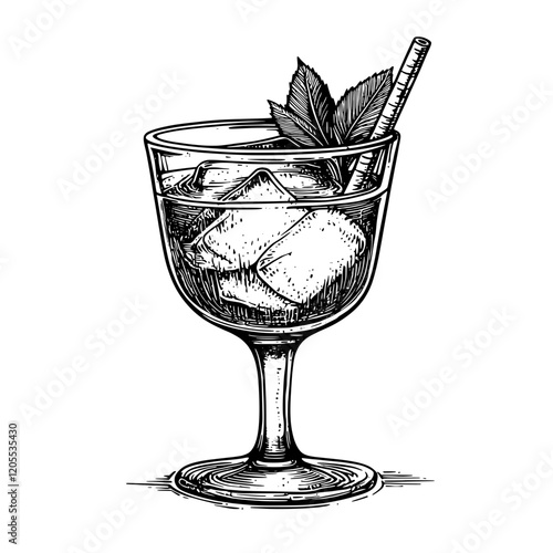 Refreshing cocktail with mint leaves served in a stylish glass on a warm summer evening