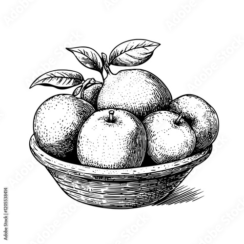 Freshly harvested fruits in a rustic bowl showcasing nature's bountiful harvest in a charming kitchen setting