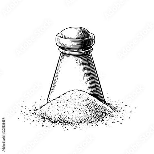 Artistic representation of salt spilling from a shaker, highlighting its essential role in culinary delights and daily life