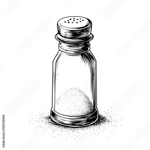 Discovering culinary charm in a vintage salt shaker with fine grains dusting the surface
