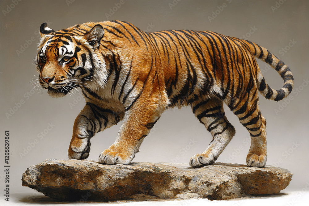 Obraz premium Majestic Tiger Walking on a Rock Formation