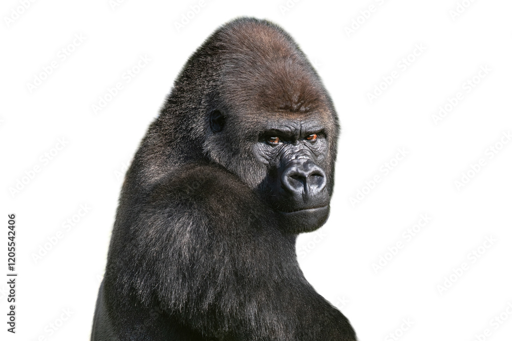 Obraz premium western lowland gorilla isolated on white background