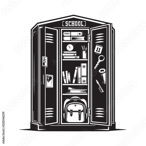 School locker vector icon logo white background