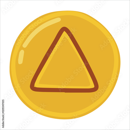 A dalgona sugar candy with a triangle design at its center. Popular in the traditional Korean candy challenge game. Simple yet symbolic of precision and skill