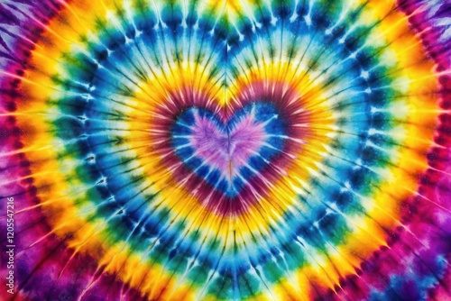 Wallpaper Mural Vibrant Tie-Dye Textile with Central Heart Shape Featuring a Spectrum of Colors Torontodigital.ca