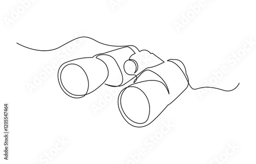 Continuous single one line of binoculars. Vector illustration, Binocular continuous single line drawing. Vector illustration, Binoculars Line Icon.