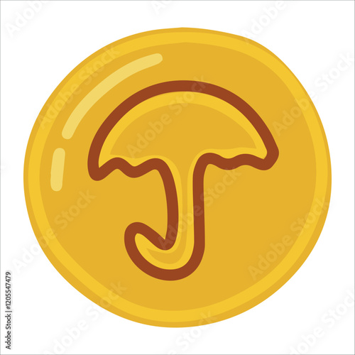 A traditional Korean dalgona candy featuring an intricate umbrella design. This shape poses a unique and playful challenge for fans of the classic honeycomb game