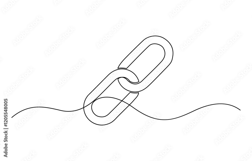 Obraz premium Linear background of chain. One continuous line drawing of a chain. Vector illustration. Chain icon in continuous line drawing style. Line art of chain icon.