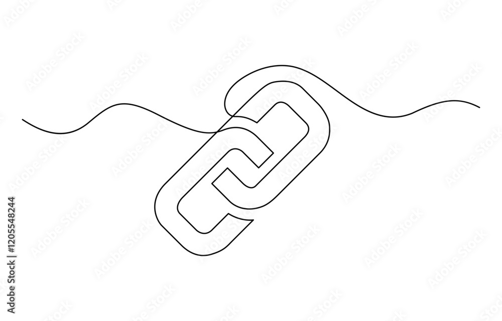 Obraz premium Linear background of chain. One continuous line drawing of a chain. Vector illustration. Chain icon in continuous line drawing style. Line art of chain icon.
