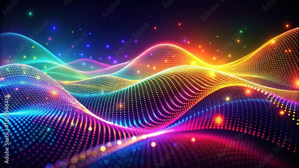 Abstract Futuristic Dot Wave Background - Digital Technology Abstract Futuristic Dot Wave Background - Digital Technology