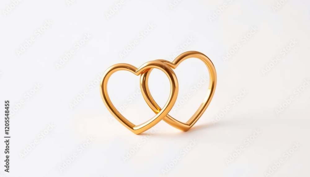 Intertwined Golden Hearts Romantic Love Symbol Wedding Valentine s Day