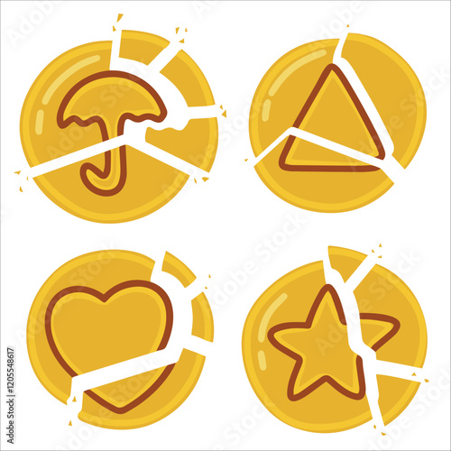 A split dalgona candy set featuring both a star and a circle. This playful design challenges players to preserve both shapes during the carving process.