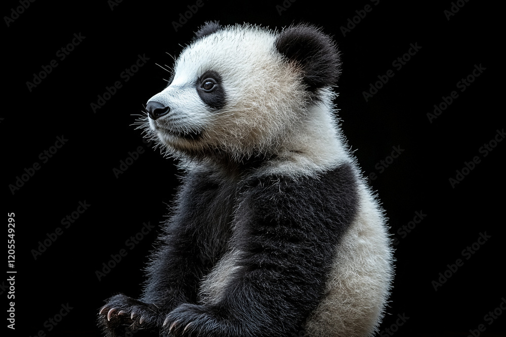 Obraz premium Adorable Baby Panda Cub Looking Sideways