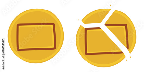 A split dalgona candy set with two oval shapes. Players must carefully navigate this unique design to win the sugar-carving challenge