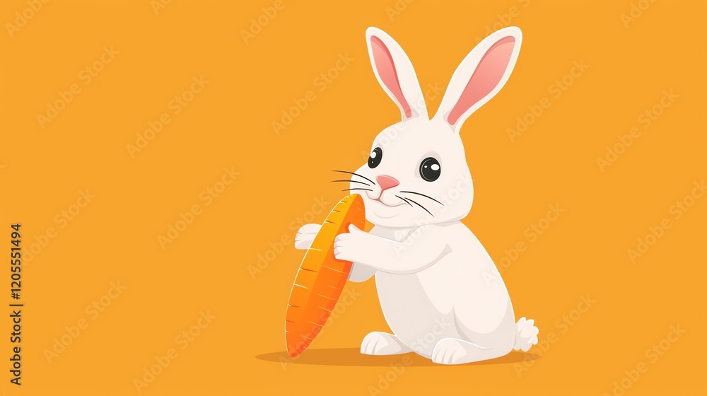 Obraz premium A cartoon rabbit eating a carrot.