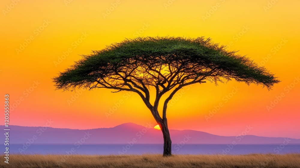 Majestic Leopard Camouflaged in Nature Against Breathtaking Sunset Majestic Leopard Camouflaged in Nature Against Breathtaking Sunset