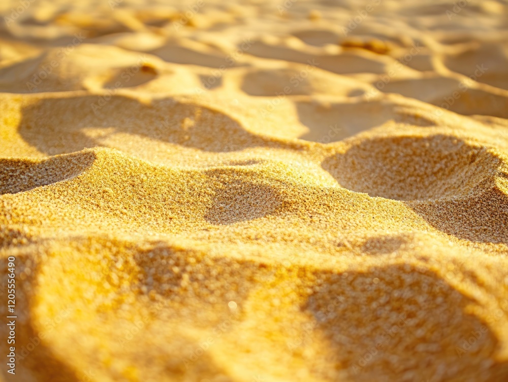 Golden sand dunes in the sunlight create a warm and inviting texture close up Golden sand dunes in the sunlight create a warm and inviting texture close up