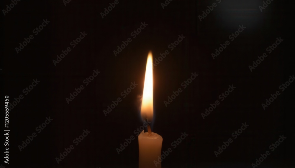 Single candle flickering in darkness representing hope and remembrance for cancer. Single candle flickering in darkness representing hope and remembrance for cancer.