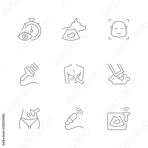 Set line icons of ultrasound examination