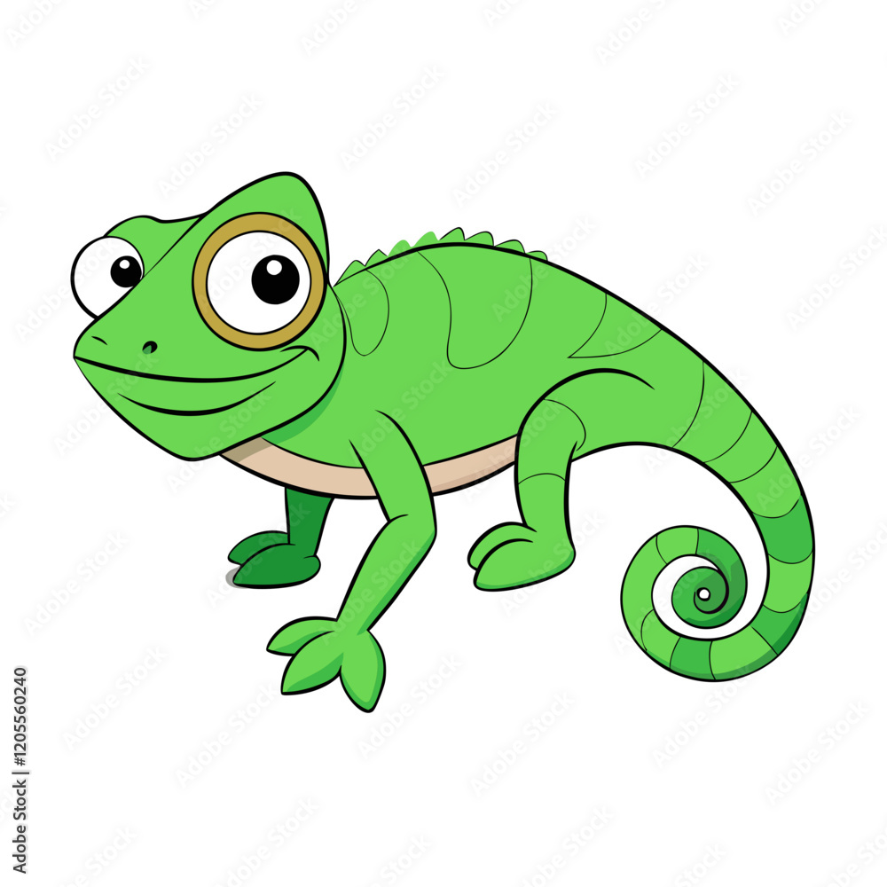 Obraz premium green chameleon cartoon