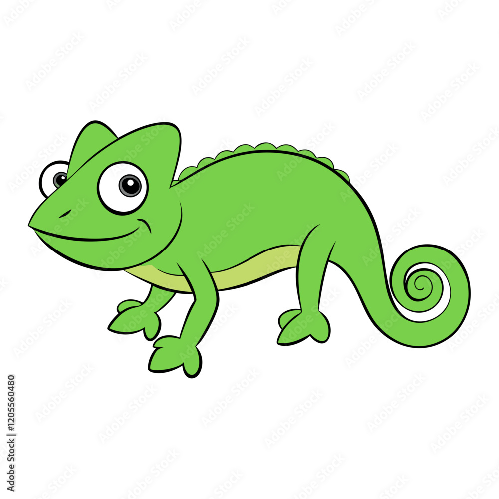 Fototapeta premium green chameleon cartoon