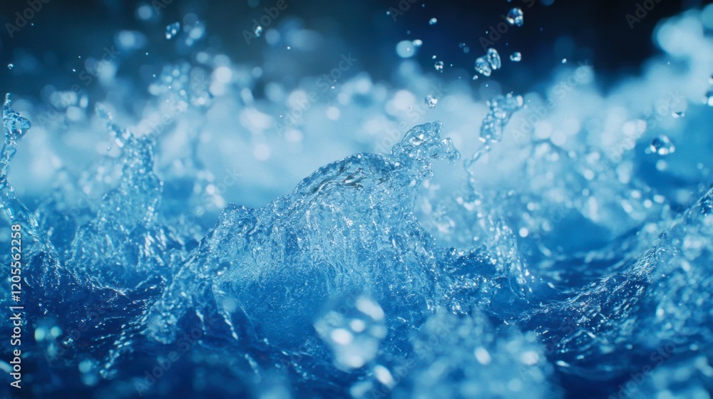 Close-up of Rippling Water Surface with Sparkling Droplets Close-up of Rippling Water Surface with Sparkling Droplets