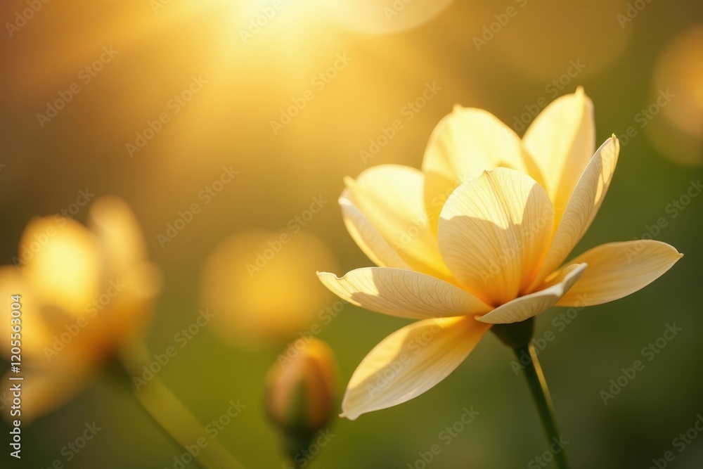 Obraz premium Gentle morning light highlights the delicate petals, yellow, soft focus