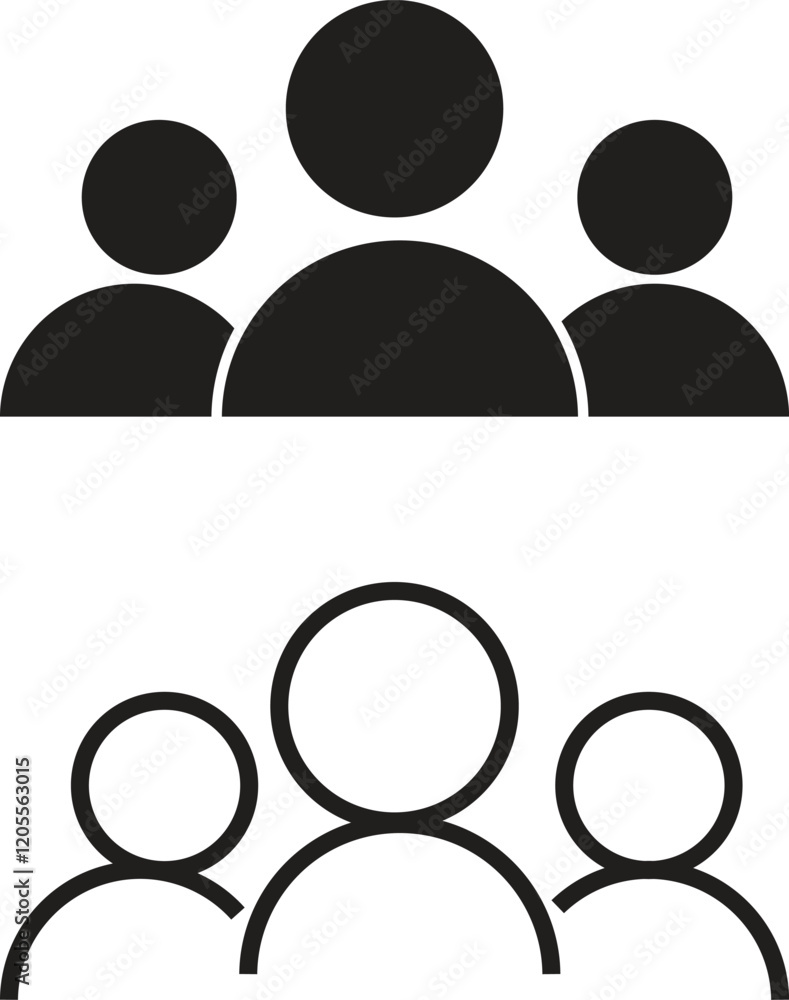 People group icon set. Team people. Group of people or group of users collection. Persons symbol . pictogram isolated on background. vector outline silhouette People group icon set. Team people. Group of people or group of users collection. Persons symbol . pictogram isolated on background. vector outline silhouette