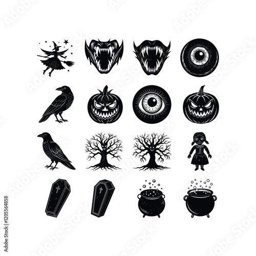 "Set of Halloween Vector Illustration Elements"

