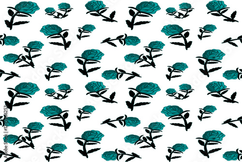 Blue sky Roses Seamless pattern