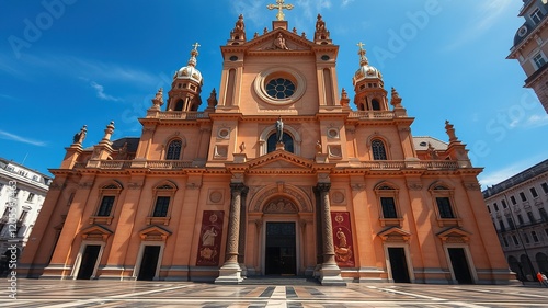 Saint John of Capistrano Cathedral Vienna - AI Photo, Architectural Beauty, Stunning Colors,  Radiant Light photo