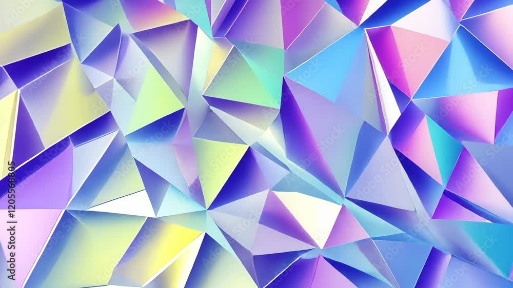 Abstract Iridescent Triangles: A mesmerizing abstract background of shimmering, multi-colored triangles creates a vibrant and dynamic visual feast. The iridescent hues of purple, blue, pink. Abstract Iridescent Triangles: A mesmerizing abstract background of shimmering, multi-colored triangles creates a vibrant and dynamic visual feast. The iridescent hues of purple, blue, pink.