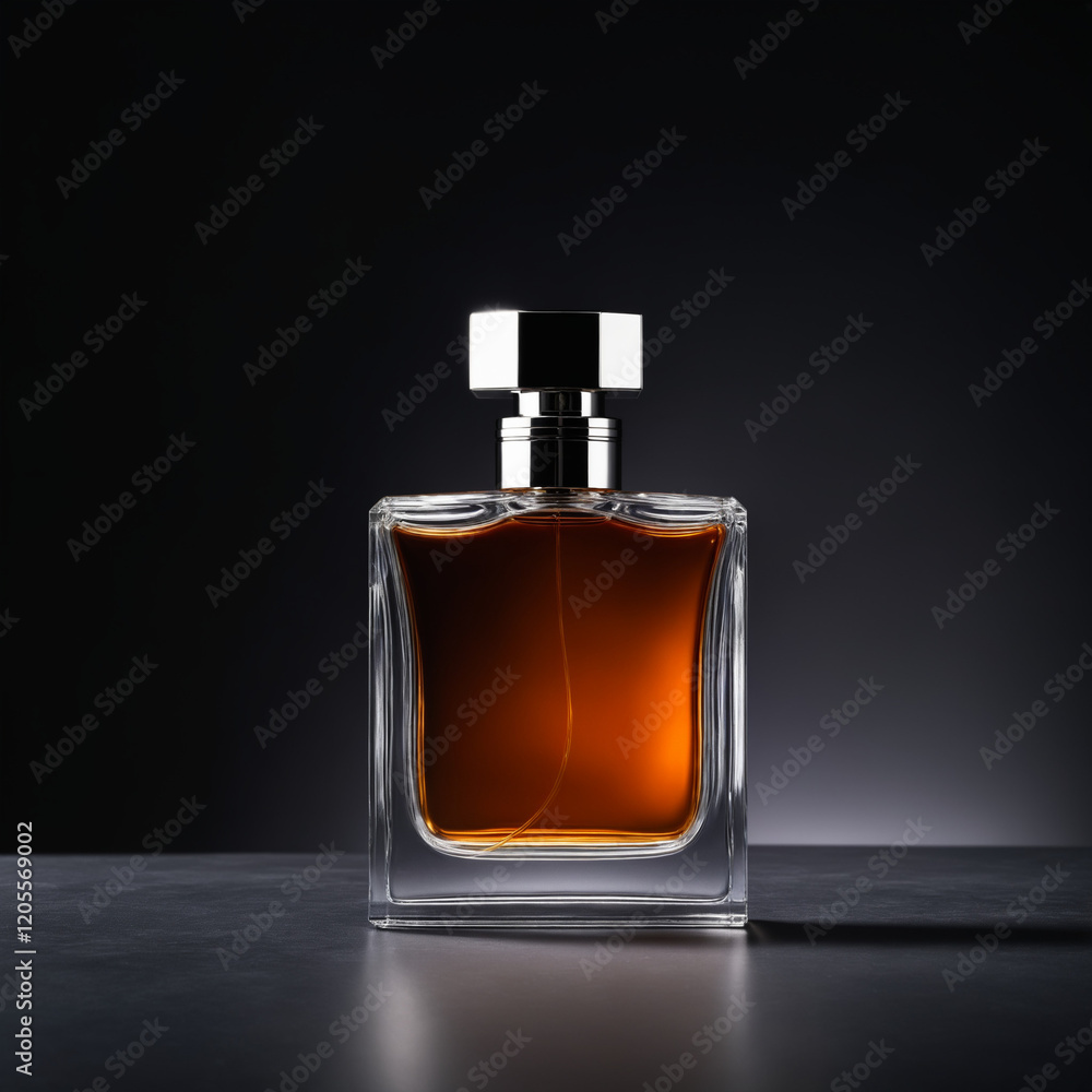 Elegant Perfume Bottle with Smoky Atmosphere on a Dark Background Elegant Perfume Bottle with Smoky Atmosphere on a Dark Background