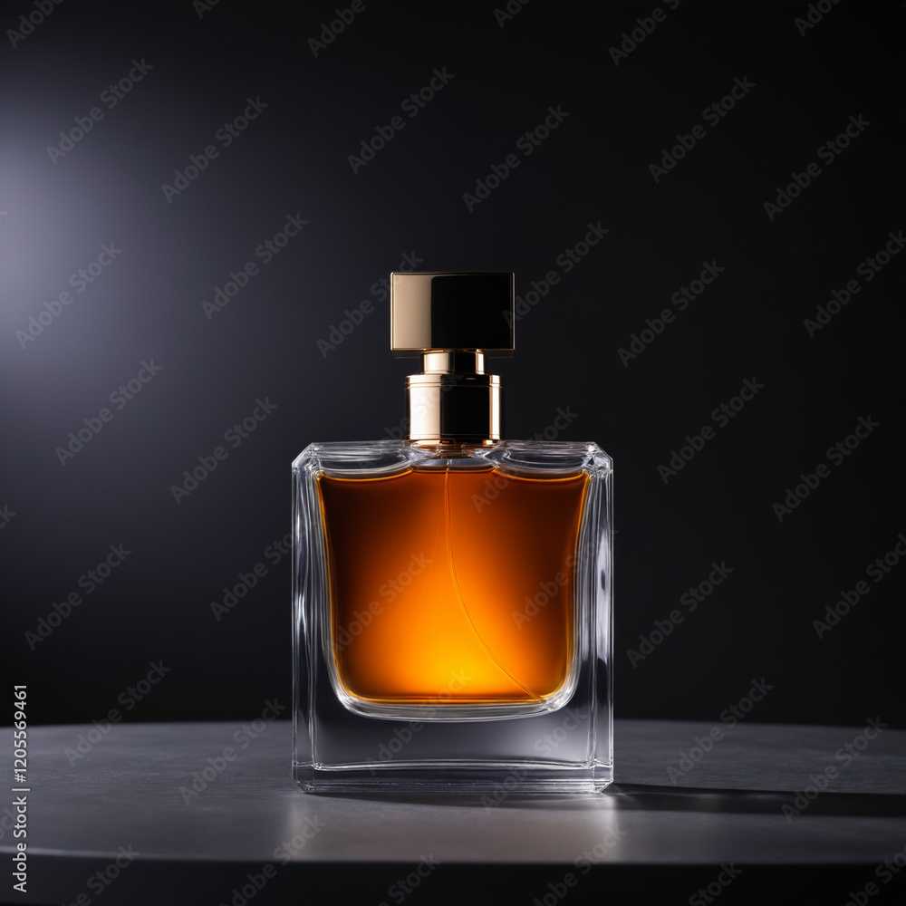 Elegant Perfume Bottle with Smoky Atmosphere on a Dark Background Elegant Perfume Bottle with Smoky Atmosphere on a Dark Background