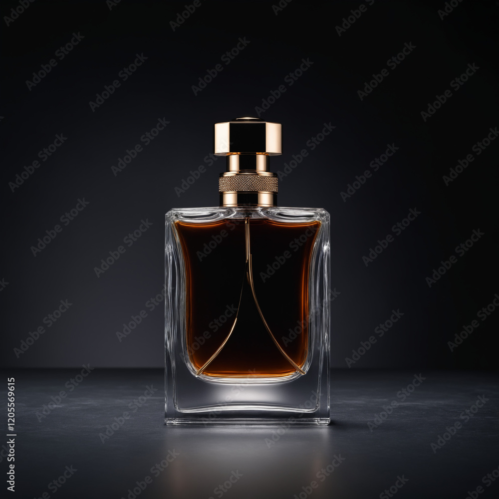 Elegant Perfume Bottle with Smoky Atmosphere on a Dark Background Elegant Perfume Bottle with Smoky Atmosphere on a Dark Background