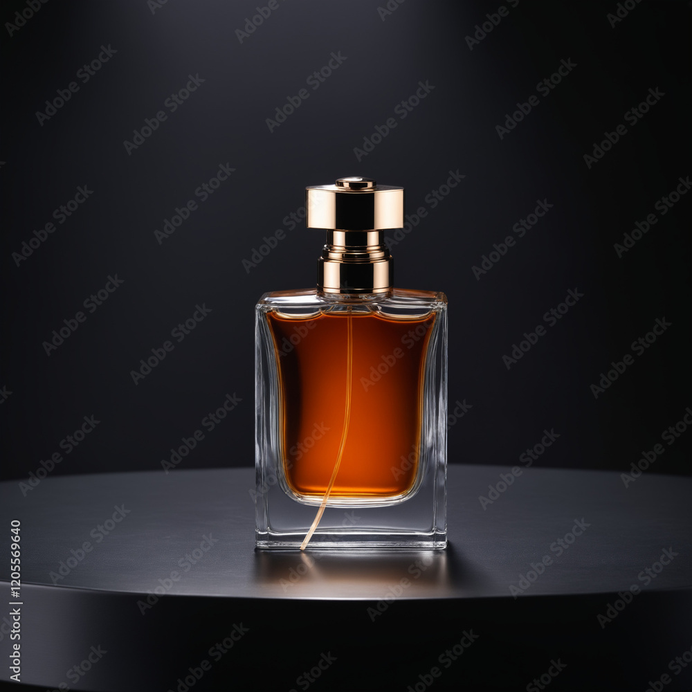 Elegant Perfume Bottle with Smoky Atmosphere on a Dark Background Elegant Perfume Bottle with Smoky Atmosphere on a Dark Background